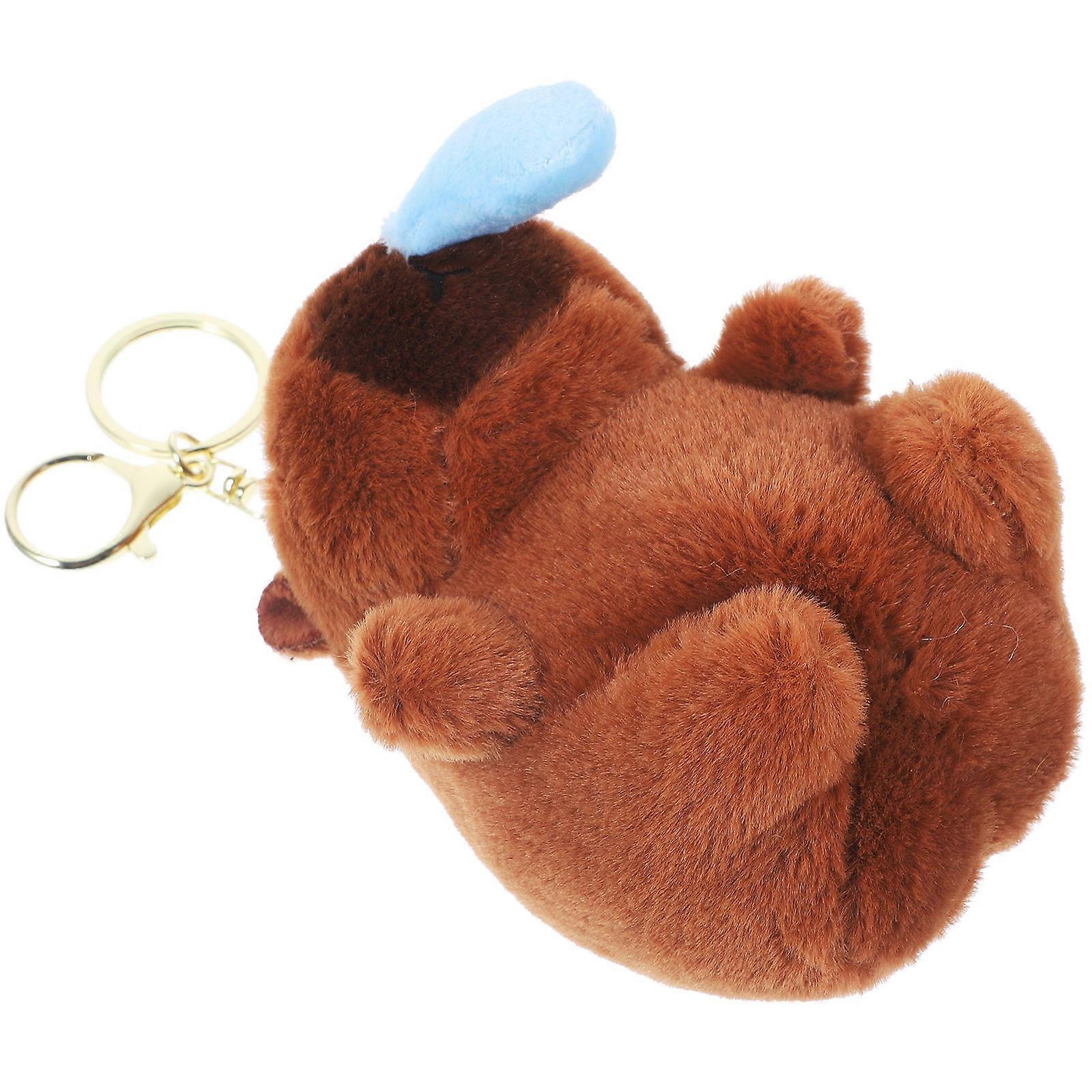 Soft Plush Capybara Pendant for Keychain Hanging Decoration 2Pcs Brown