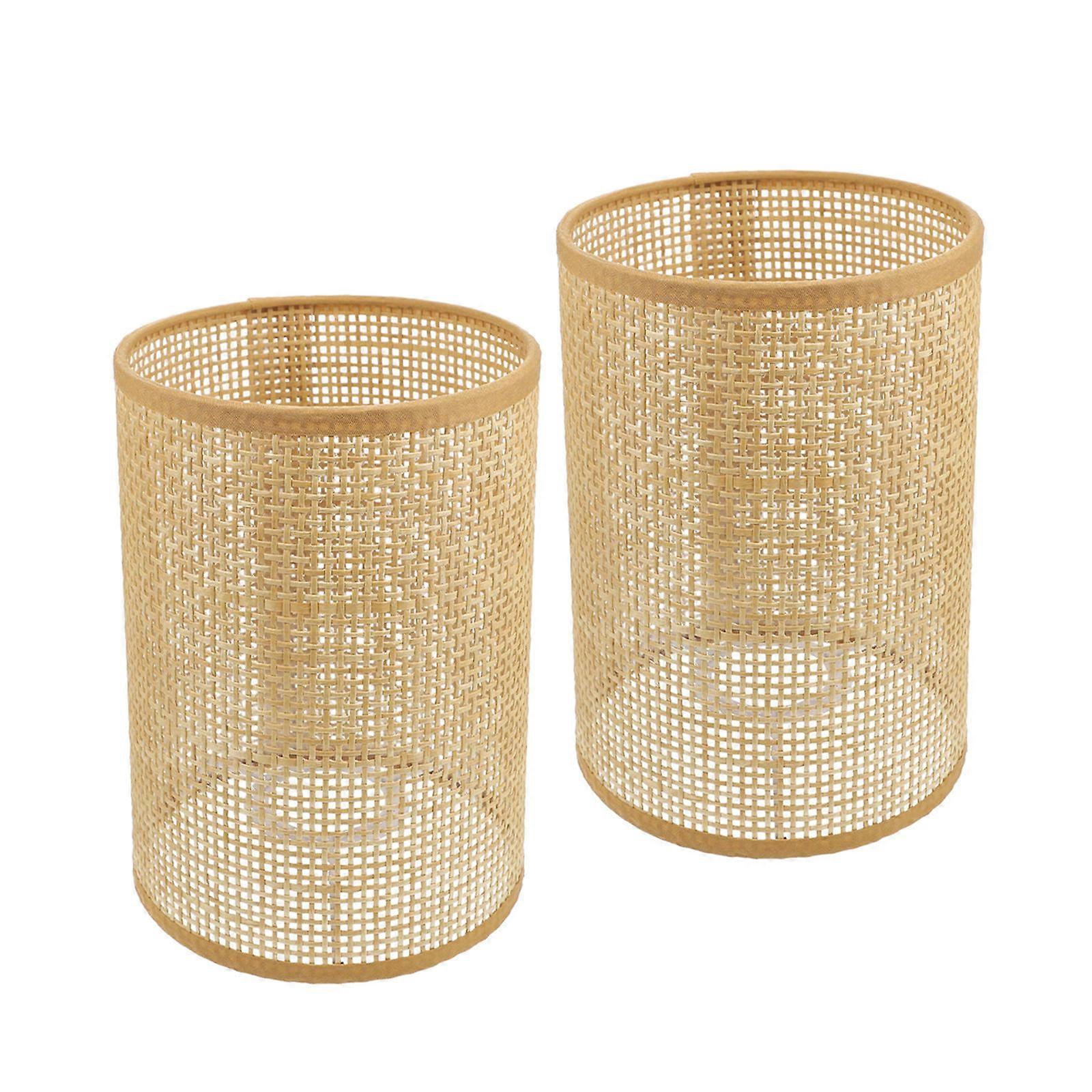 6Pcs Rattan Woven Lampshade For Pendant Light And Hanging Lamp 20.5X14CM Suitable For E14/E27 Lamp Cap Easy Installation
