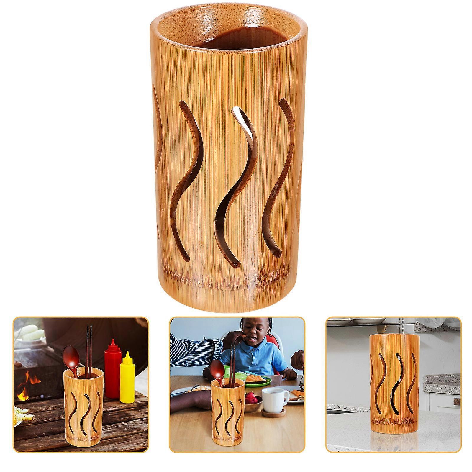 Bamboo Utensil Holder for Kitchen Counter Storage 5Pcs Set