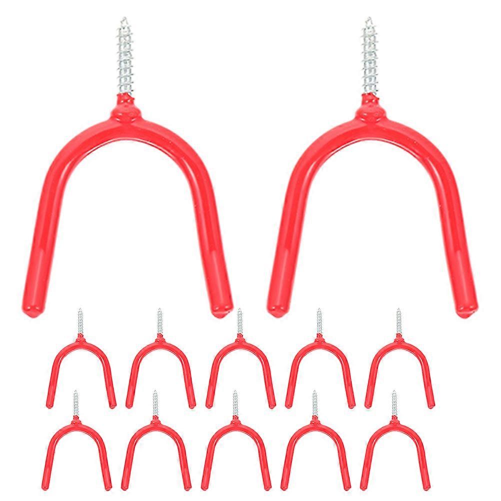 Heavy Duty Hooks For Garage 12Pcs Wall Hooks For Hanging Heavy Duty Tool Hangers For Home Use Red Plastic Coating