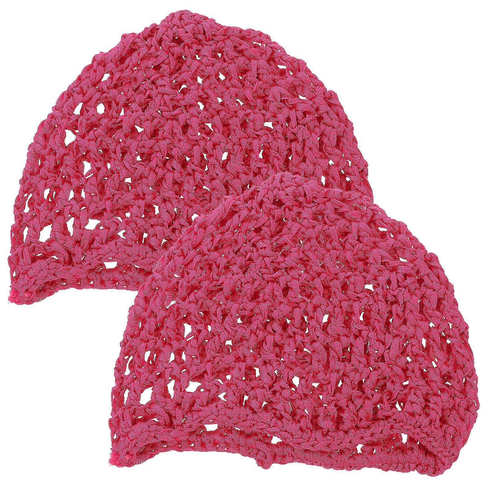 Hair Net Crochet Mesh Sleeping Hat for Wig Use 6Pcs Nylon Rosy