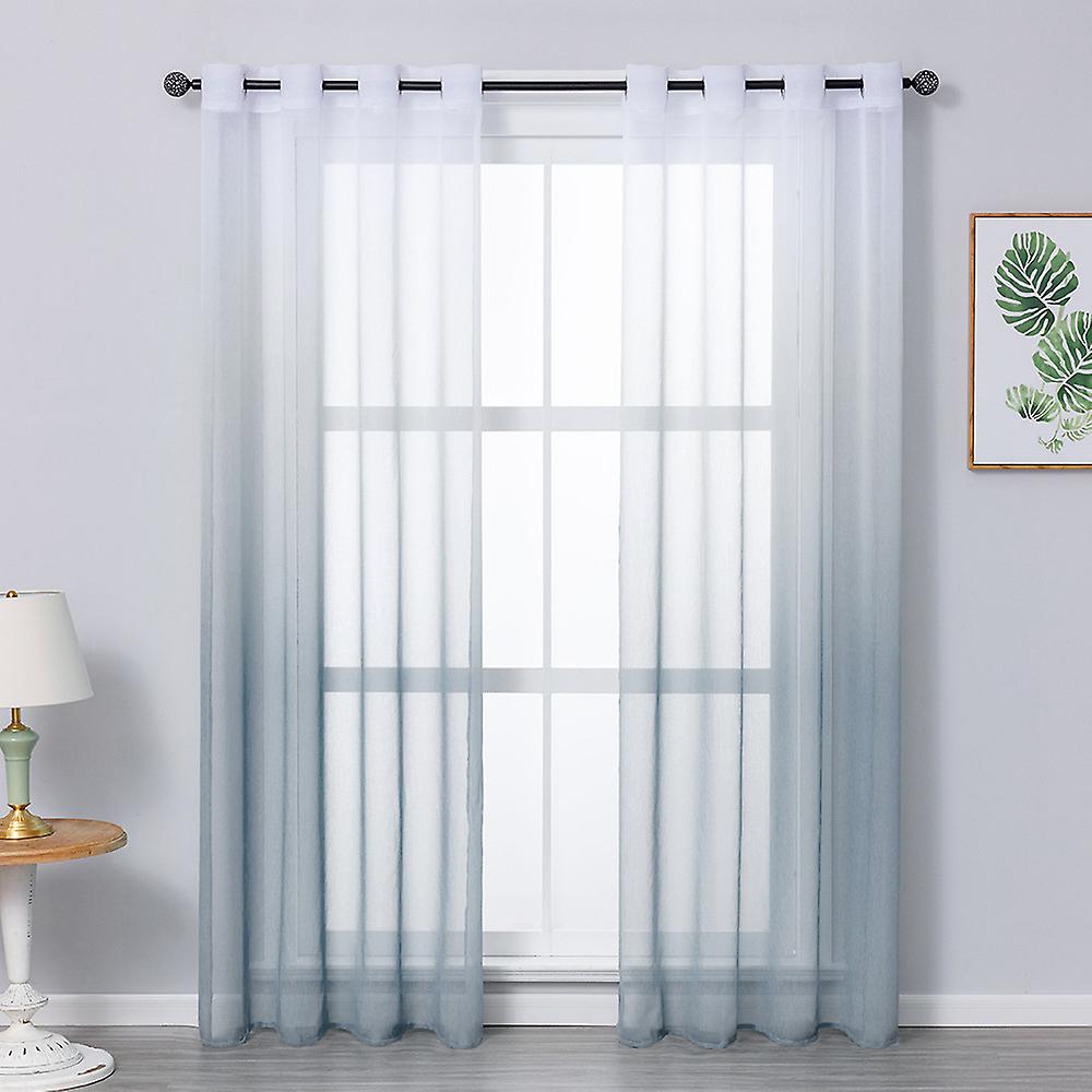 Set Of 2 White Sheer Curtains, Window Voile Window Panels With Grommet Solid For Living Room Bedroom