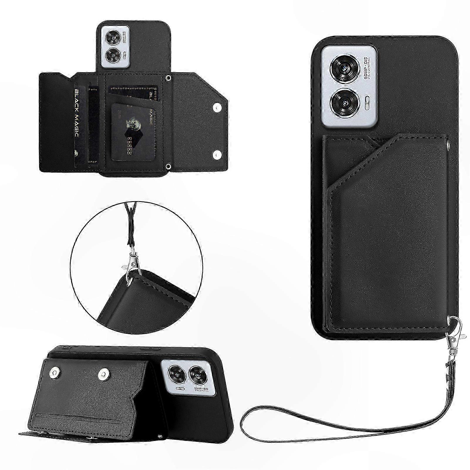 Soft Silicone Phone Case with Card Holder and Kickstand for Motorola Edge 50 Fusion 5G