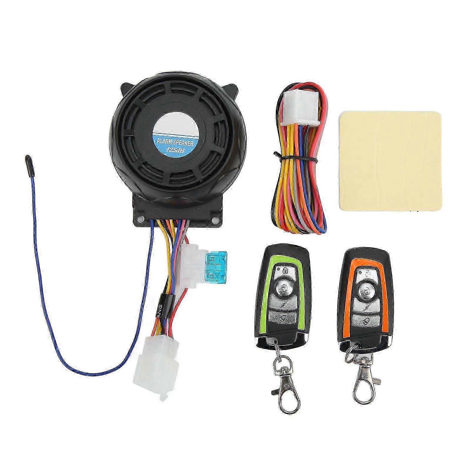 Motorcycle Alarm System Integrated Speaker Dual Remote Controls Universal Round Design Waterproof Easy Installation Durable Materials with Built-