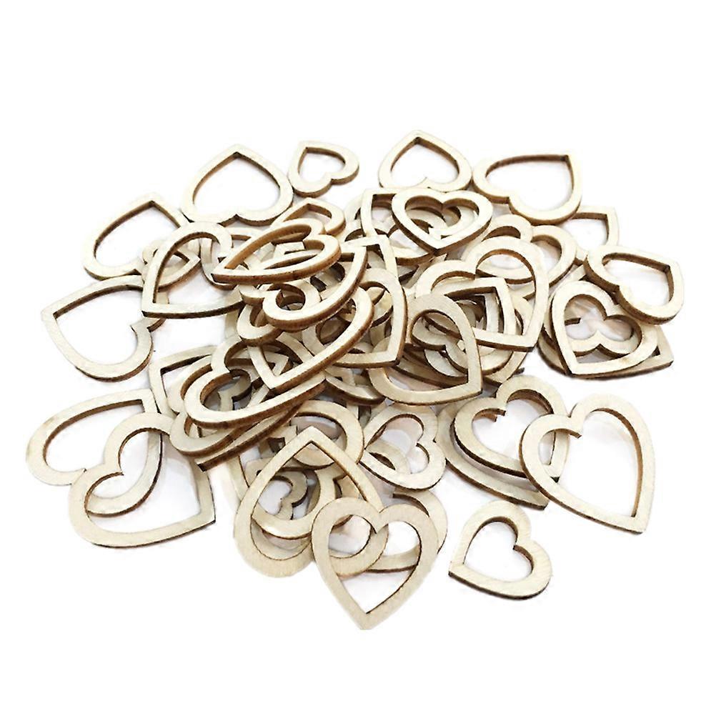 Trehjertehobby, hule trehjerter til dekorasjon, 100 stk. beige