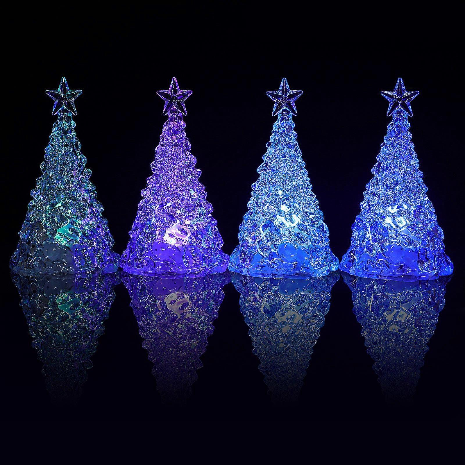 Christmas Tree Nightlight Table Lamp Light Up Glitter Trees 8Pcs