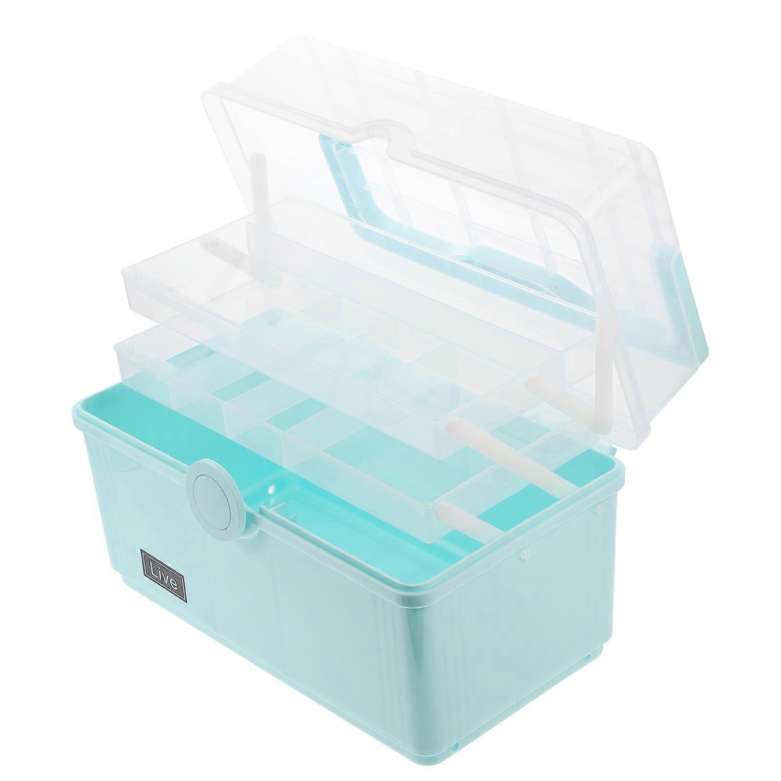 Medicine Cabinet Multi-Layer Case for Storage Blue Plastic