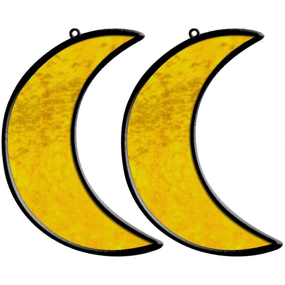Wall Hanging Decoration Moon Shaped Light Diffusion Window Decor 2Pcs