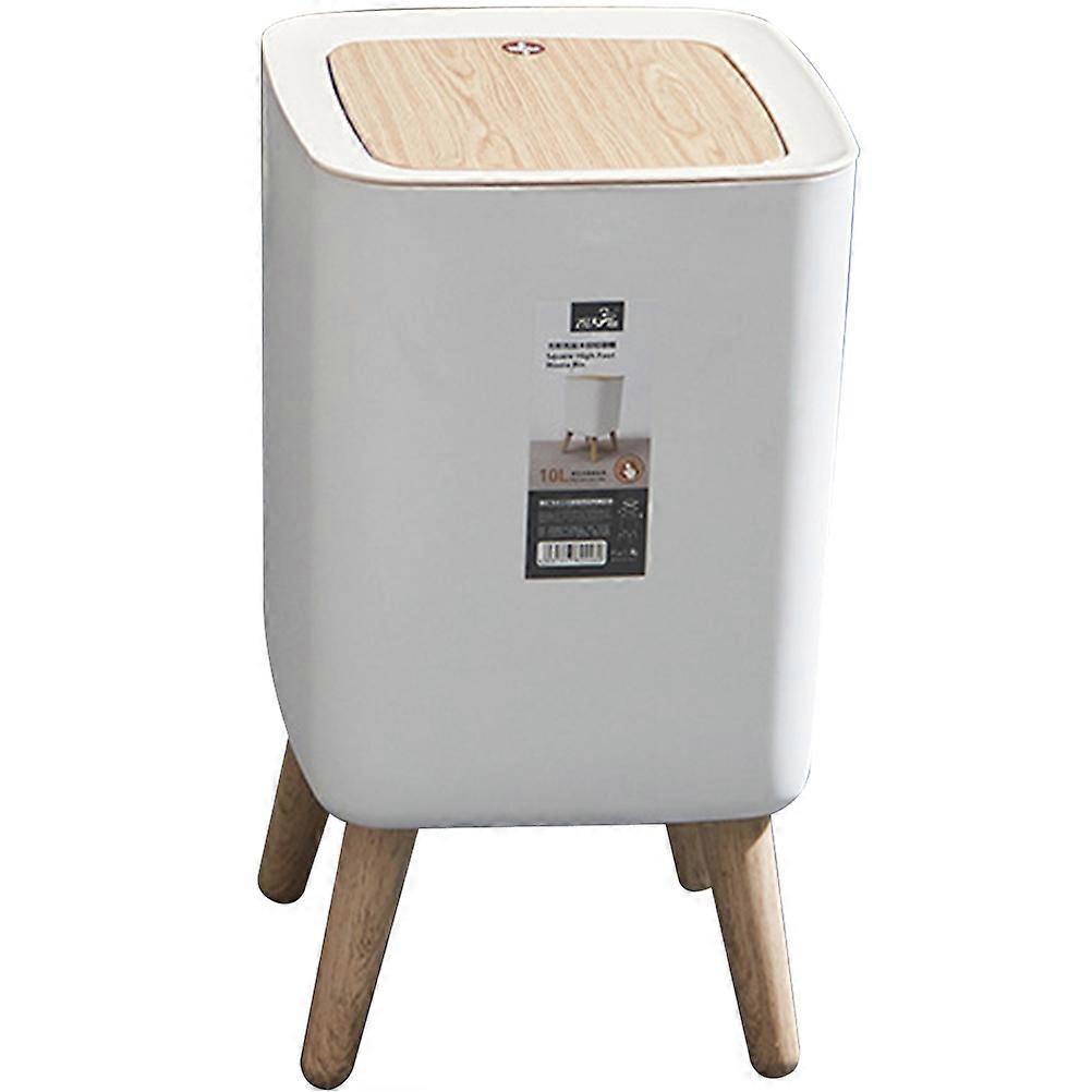 Plastic Trash Can for Kitchen Modern Style Odor Blocking Large Capacity White Color 1Pcs