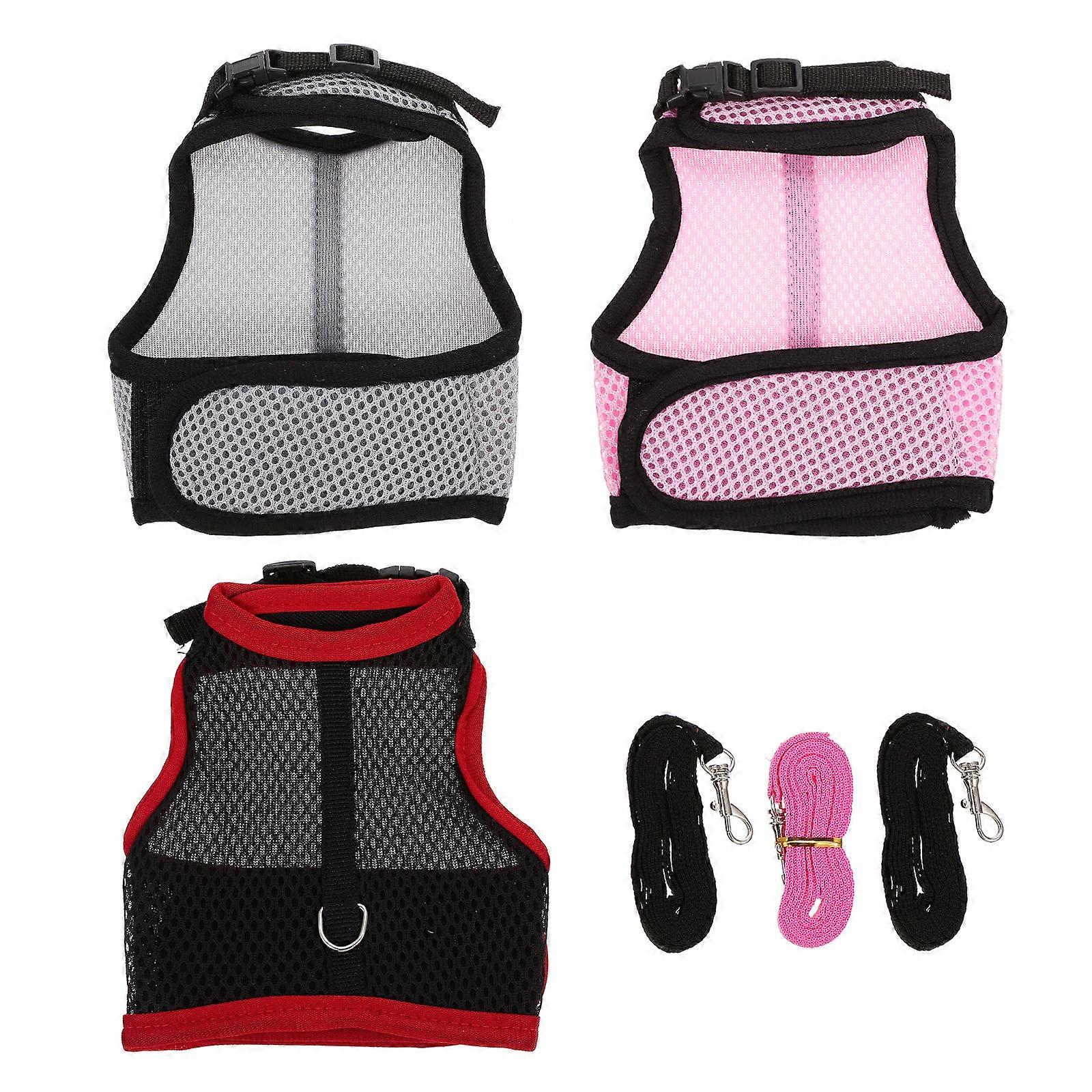 Pet Leash Small Rabbit Harness Vest for Pets 3Sets Assorted Color Mesh