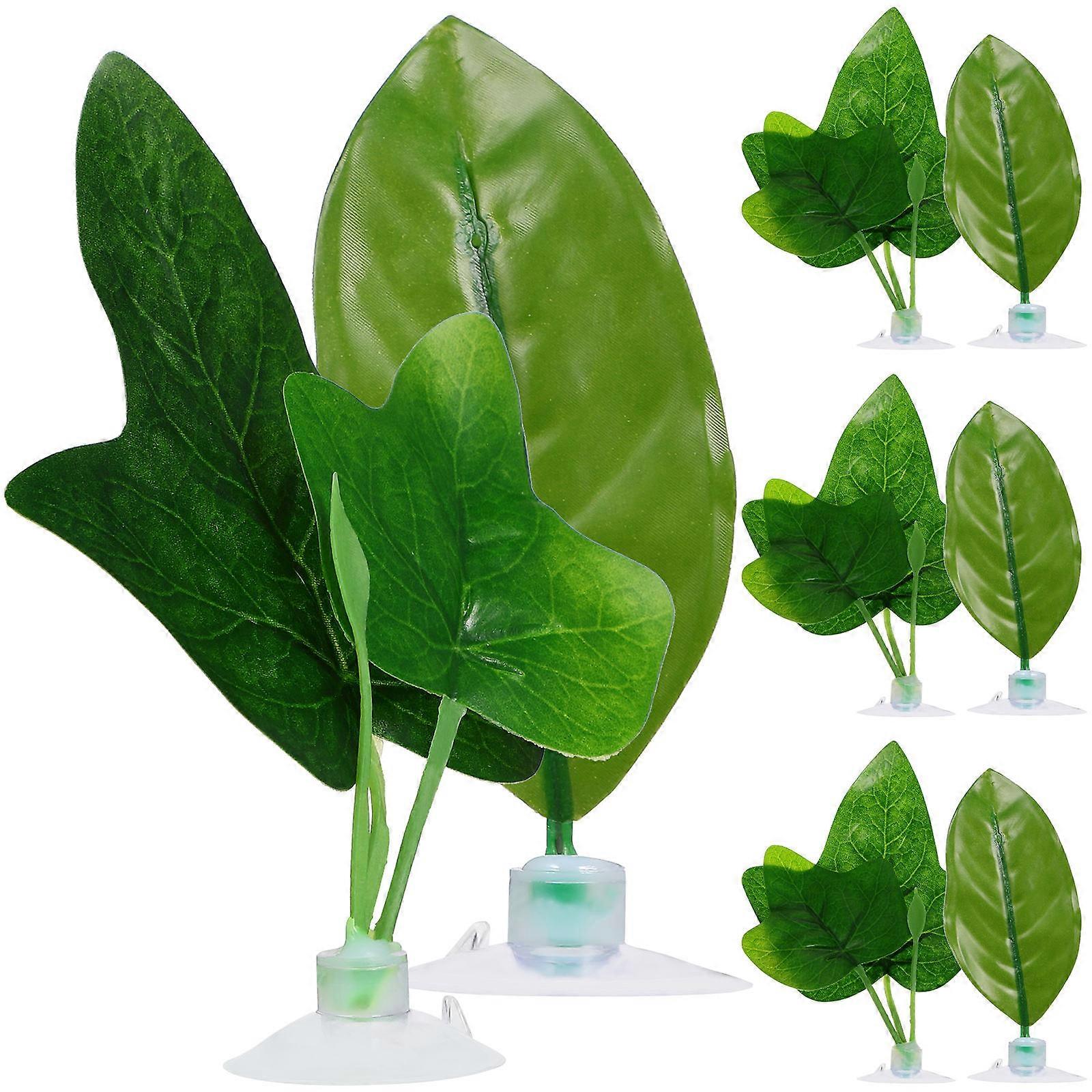 Betta Fish Plants Bed Leaf Hammock for Fish Spawning 16Pcs Green Plastic
