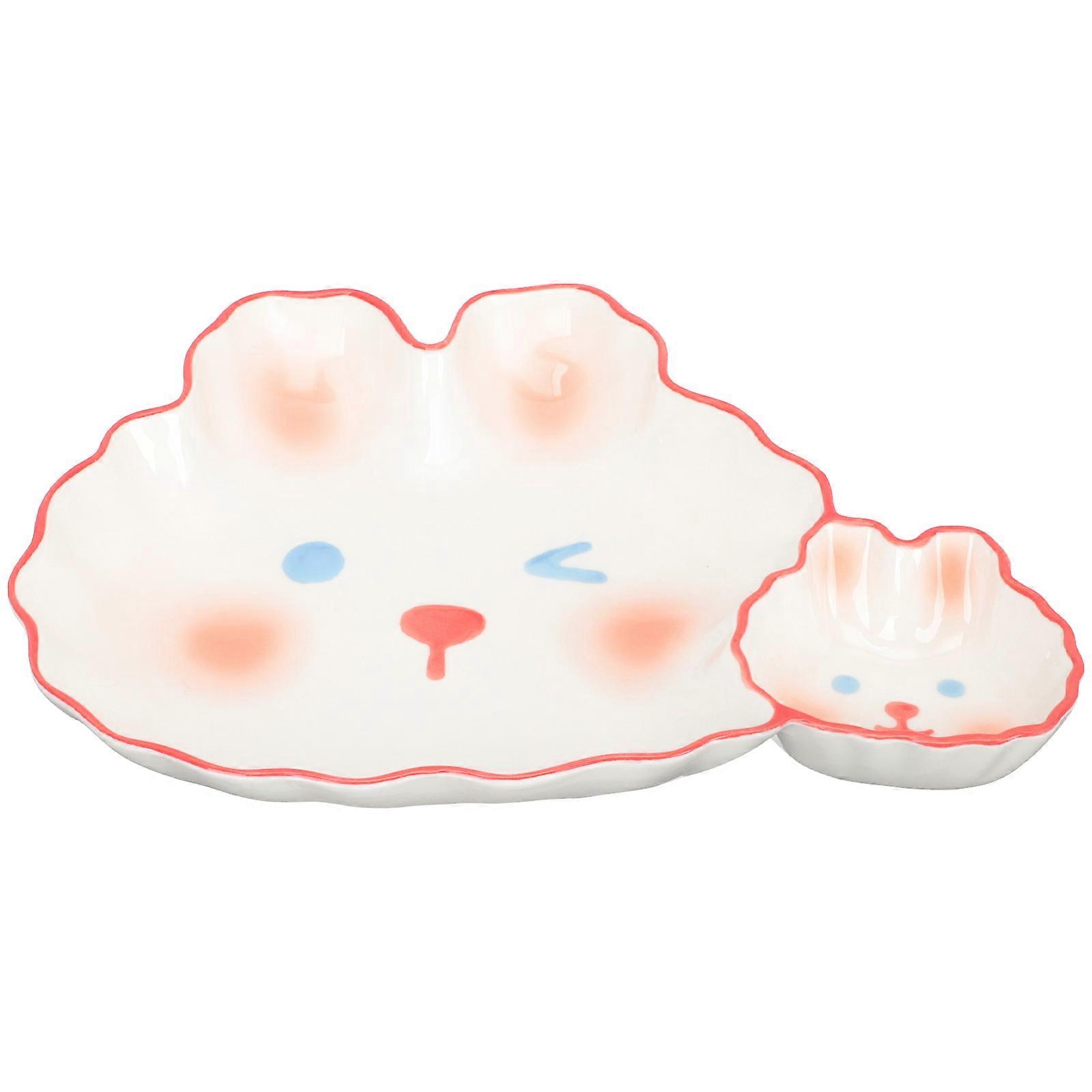 Ceramic Dumpling Plate Dumpling Dish for Home Supply 2Pcs Multi-Function