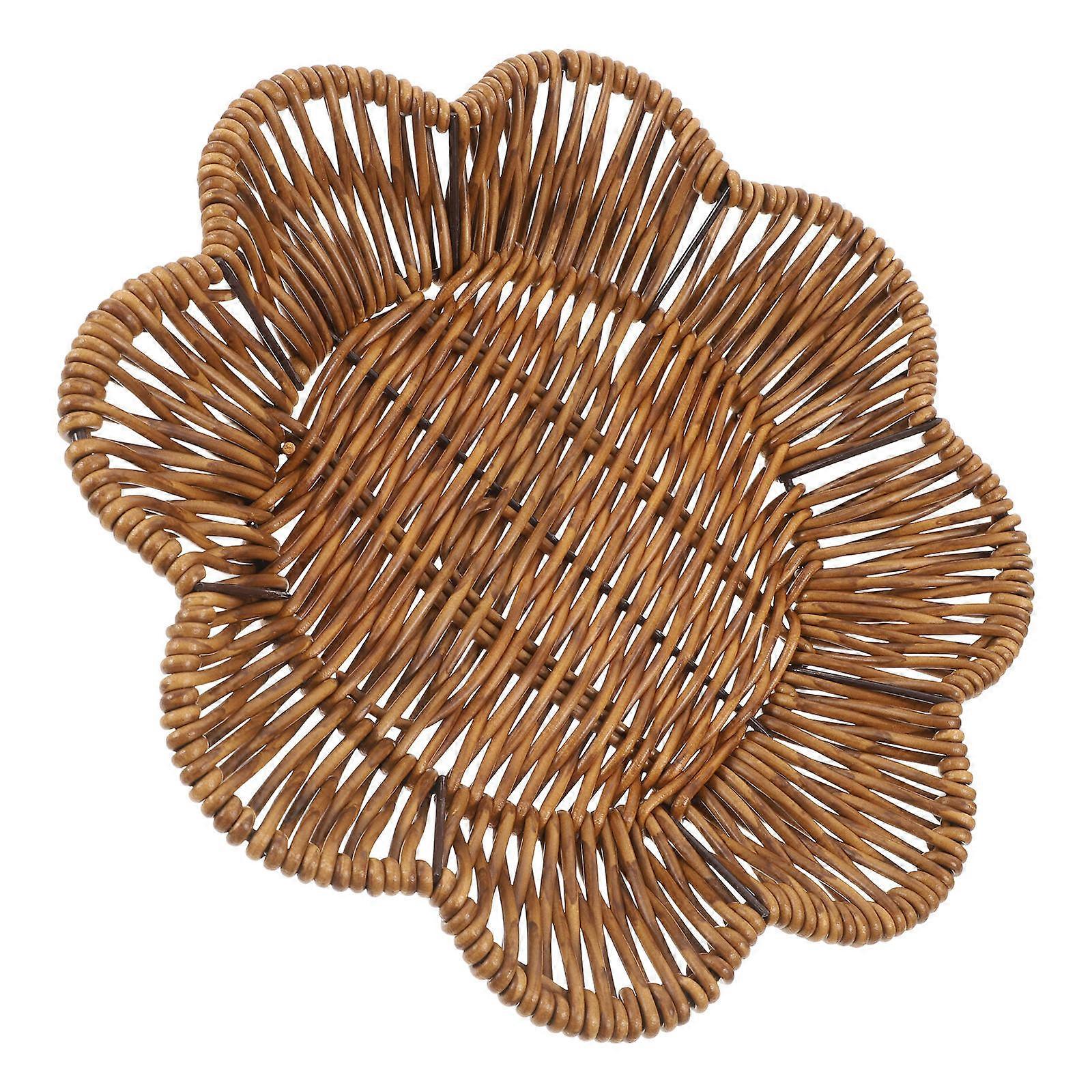 Octagonal Bread Organizer And Snack Basket For Kitchen Use 2Pcs Brown Storage Solution Decorative Container