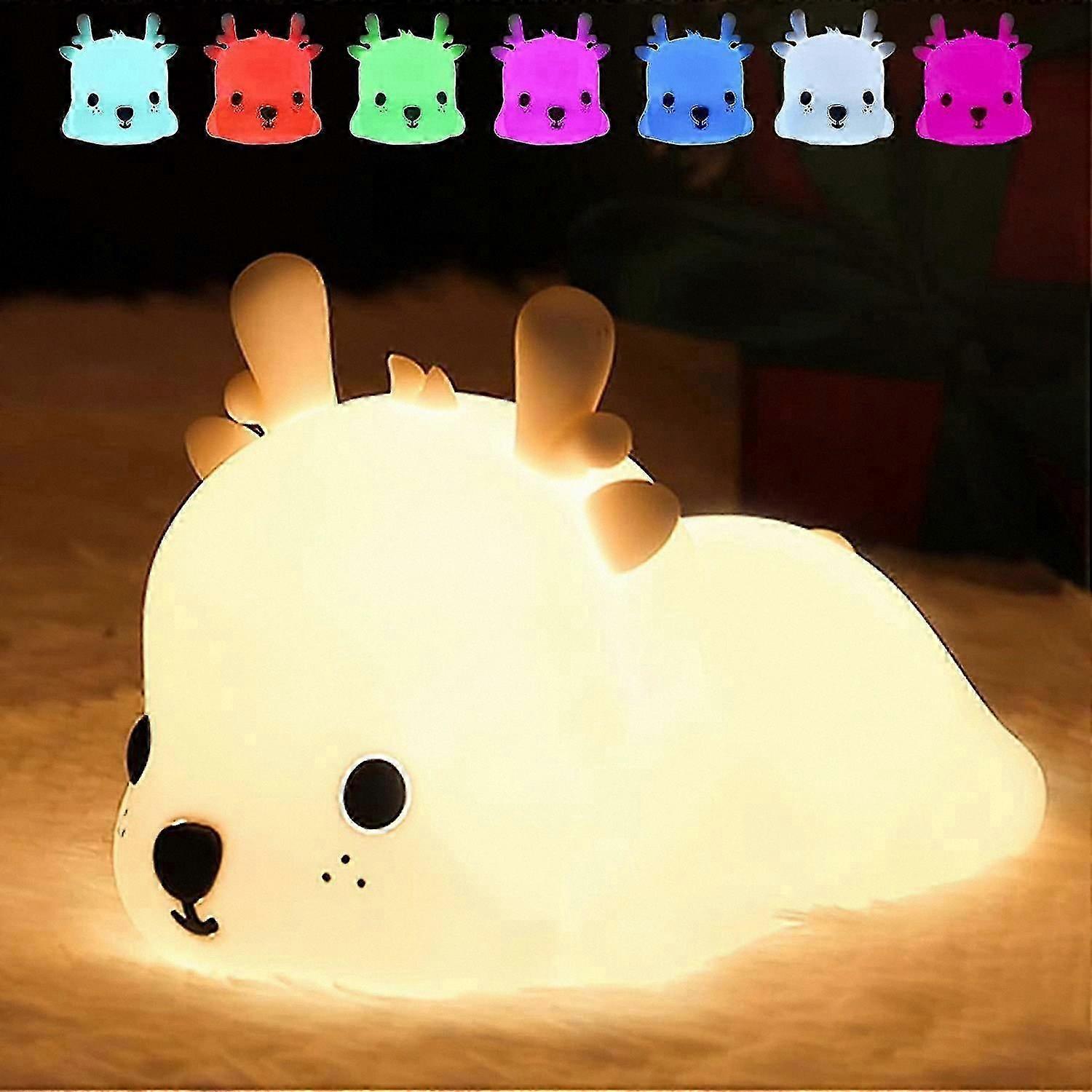 Silicone Portable Night Light for Kids Room, 7 Colors Rechargeable Nursery Lamp with Soft Glow