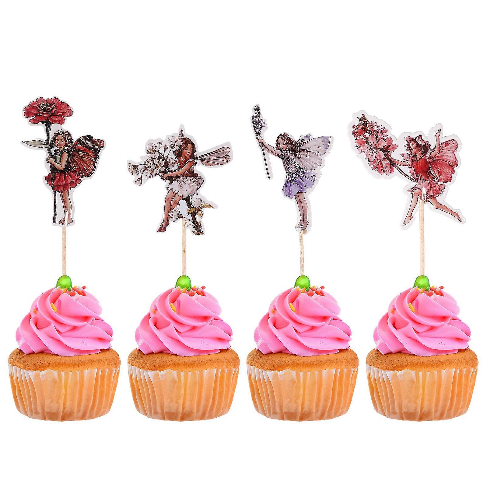 Creative Cake Toppers Flower Fairy Shape for Decoration 24Pcs Set
