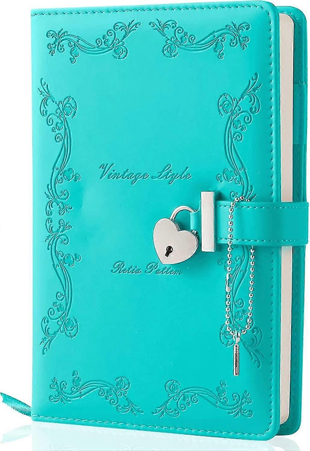 Journal intime avec cadenas et clé pour filles, épais, 360 pages, en cuir, en forme de cœur, verrouillable, mignon, secret, carnet pour femmes et adultes, format A5 (vert)