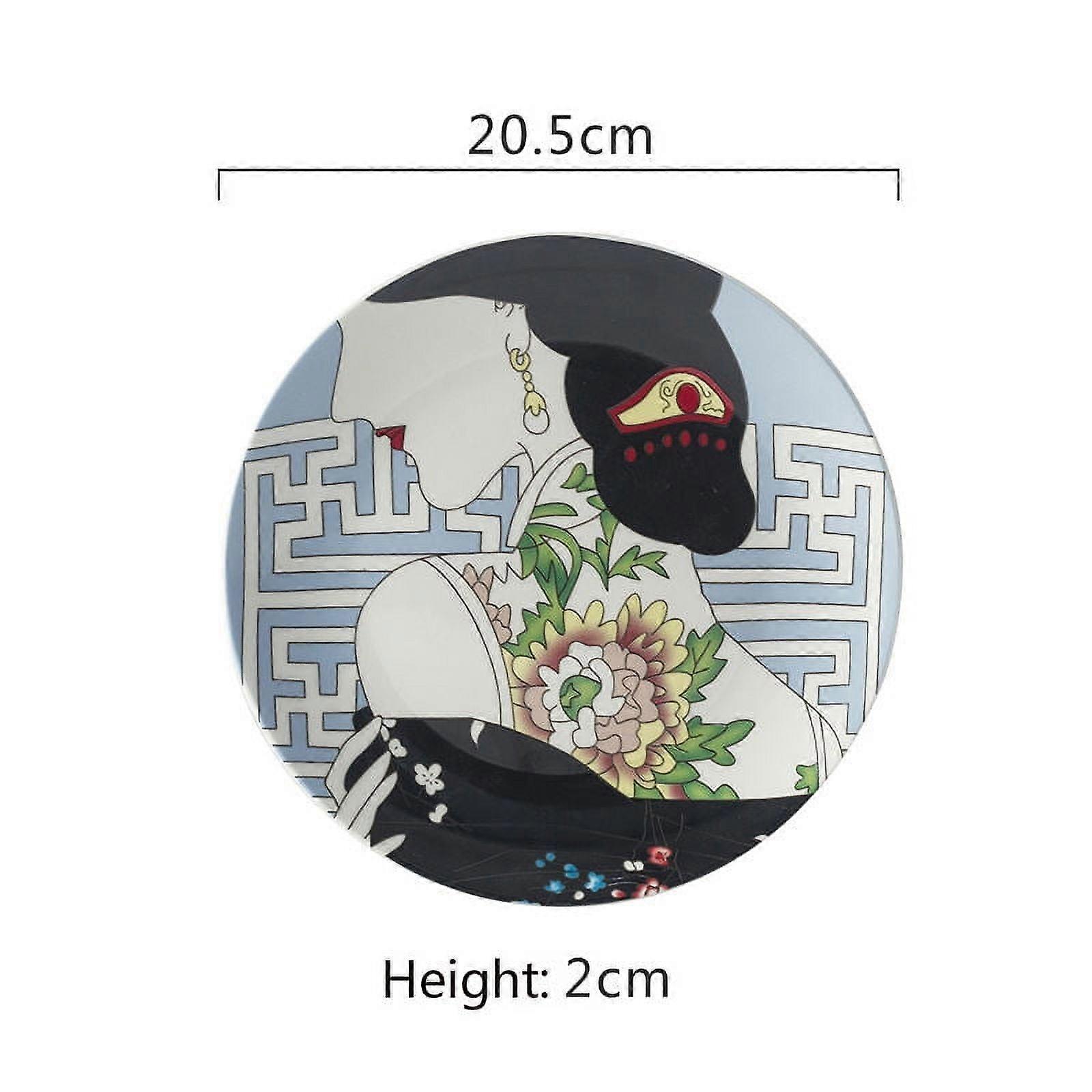 8 Inch Ceramic Plate Ceramic Dinnerware Asian Style Decorative Plates