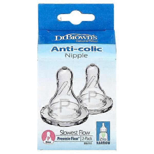 Dr. Brown's, Natural Flow®, Preemie Flow™, Anti-colic Nipple, 0 Months +, Slowest Flow, 2 Pack