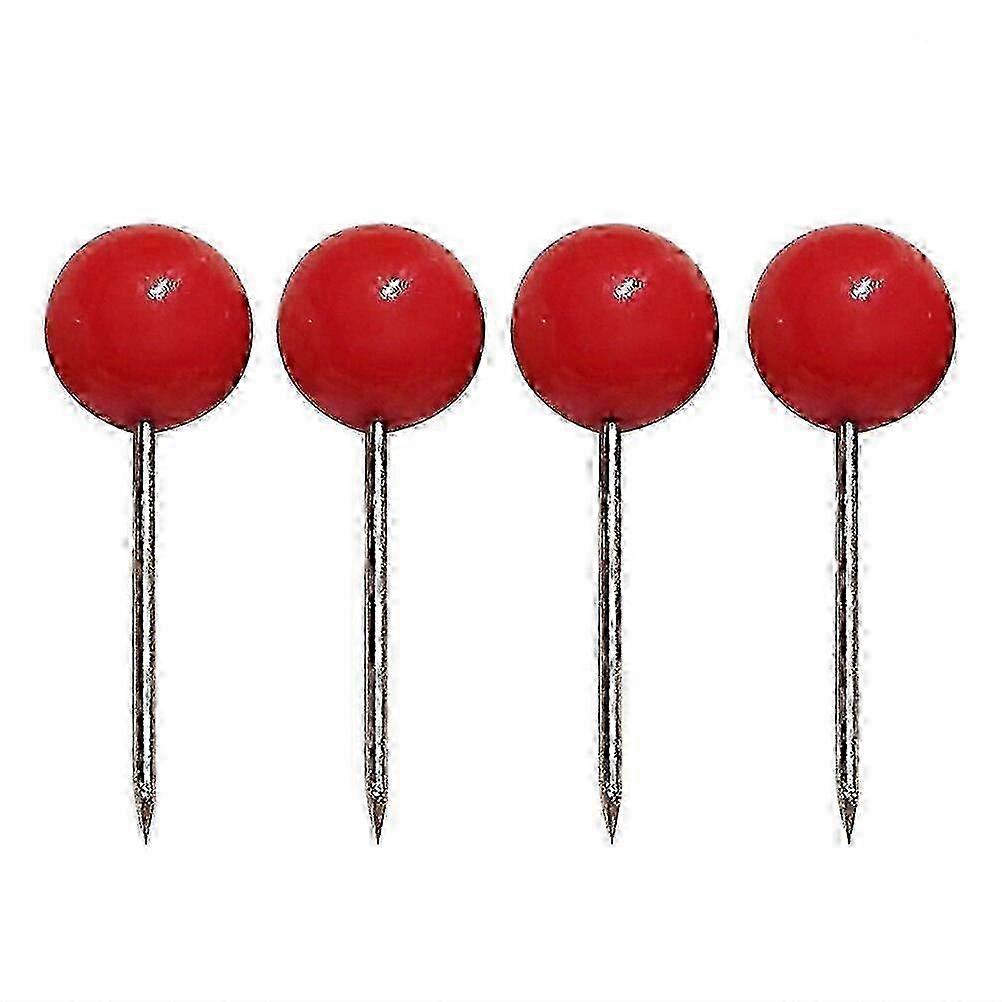 25-26 100pcs Push Round Ball Head Map Tacks With Stainless Point For Office Home Crafts Diy Marking (red)