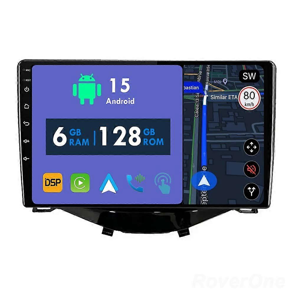 Car Radio 6G+128G CarPlay GPS Navigation Head Unit for Peugeot 108 Toyota Aygo B40 2014 - 2021 Android Auto Bluetooth Stereo Touch Screen