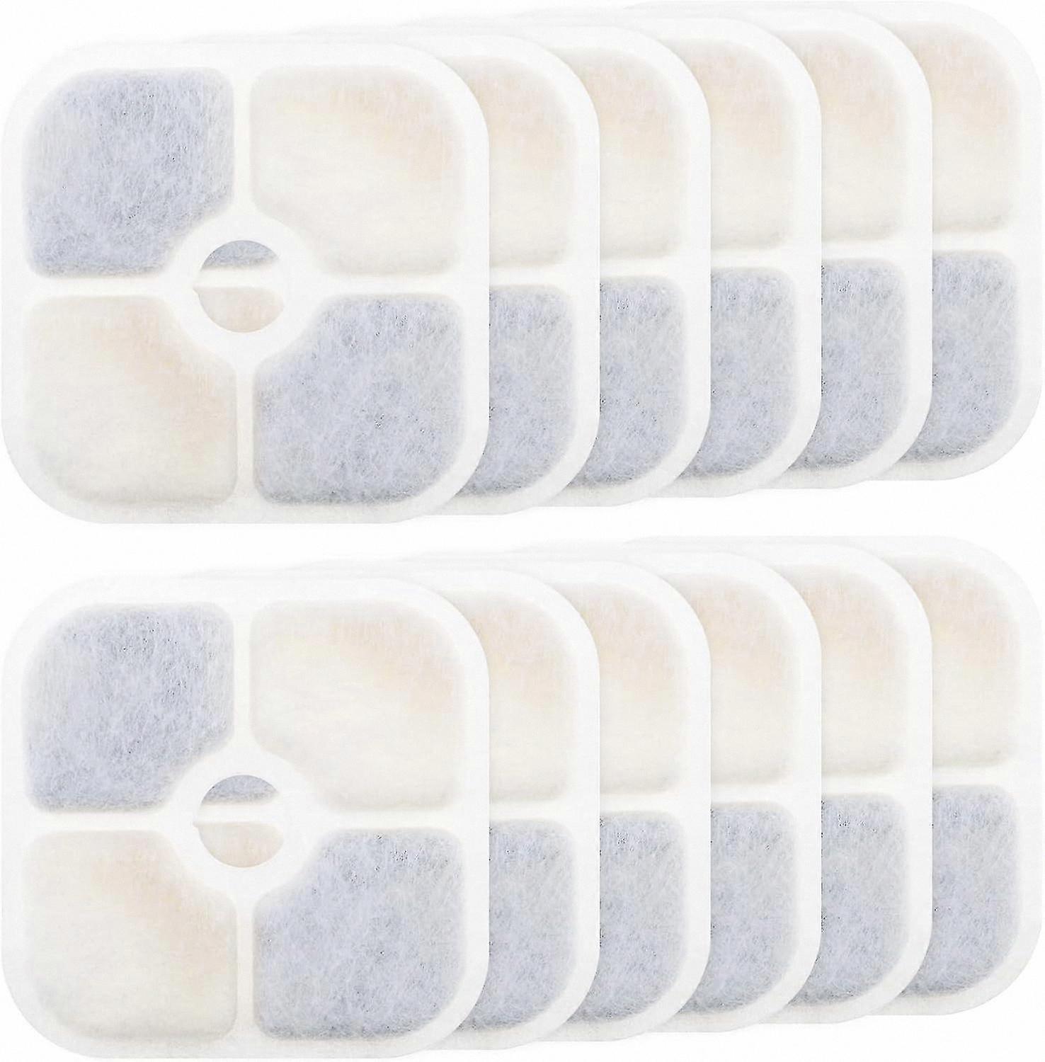 12 Pack Replacement Filters for Pet Water Fountains, Compatible with 8.4x8.4cm Size, Accessories for Cat and Dog hydration Systems