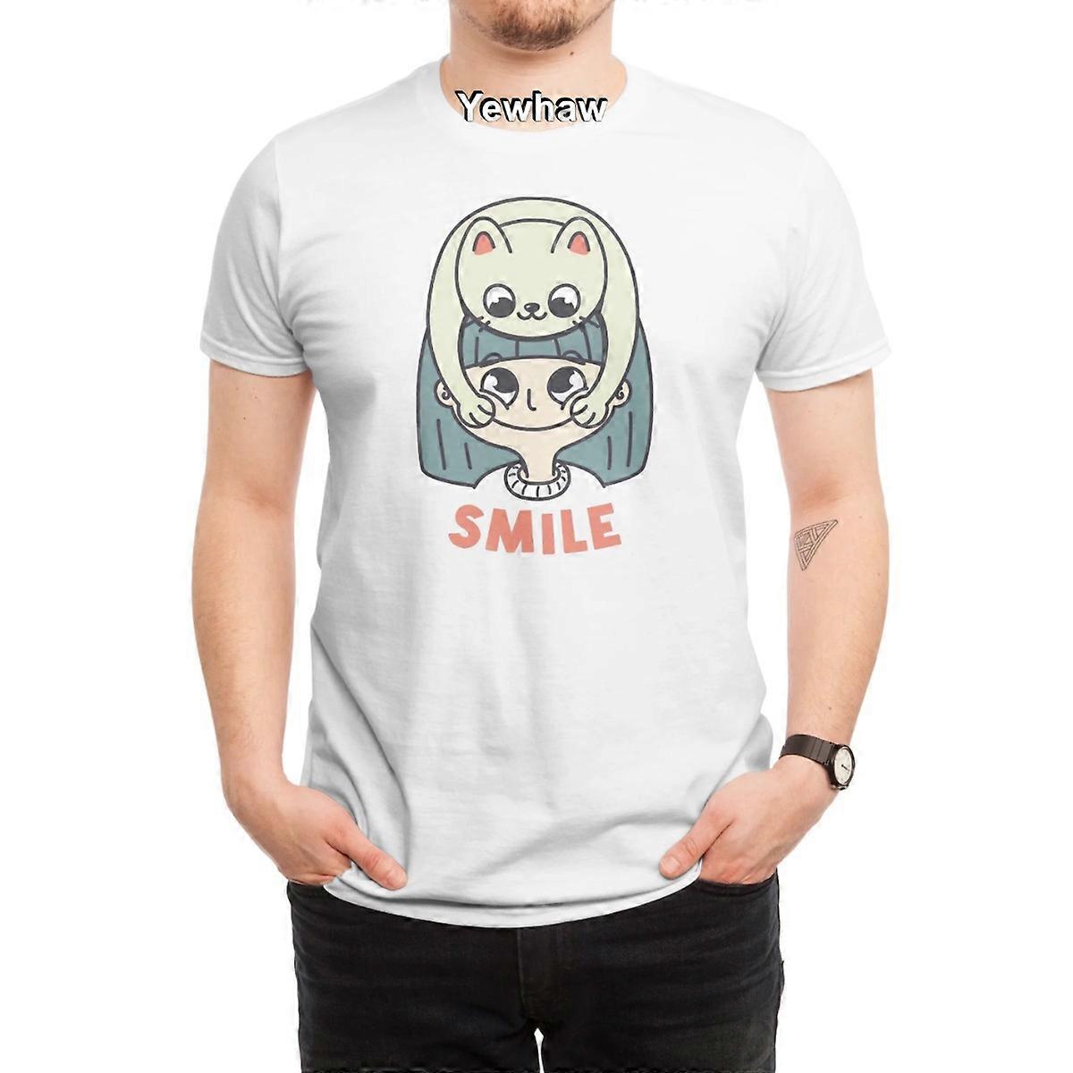 חיית מחמד להביא חיוך חולצת טריקו איור kawaii אנימה חתול אדם