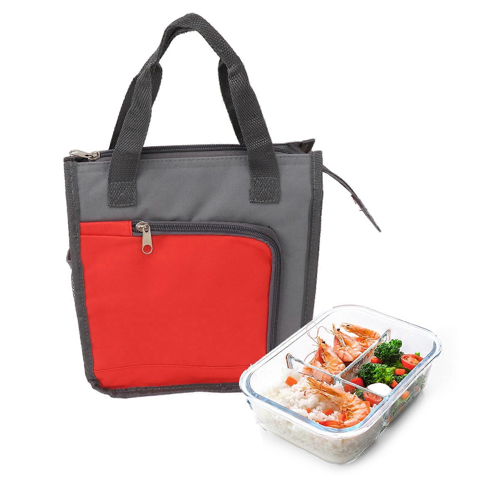 Insulated Refrigerated Bag Widened Handle Insulated Reusable Grocery Bag for Work Travel Hiking Food Delivery Red 