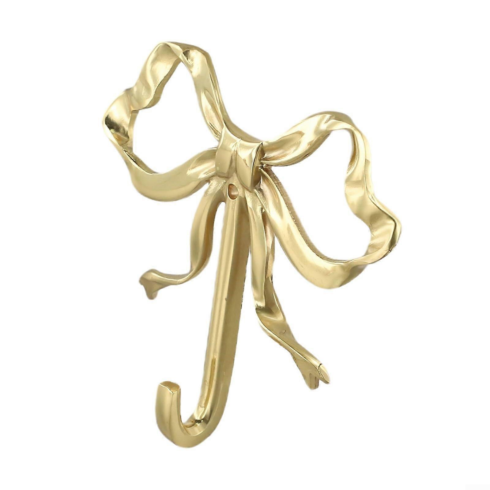 Chic Gold Bow Knot Hooks Brass Wall Hook With Screws, Large Size L, Towel Organizer, Easy Install, 1Pc