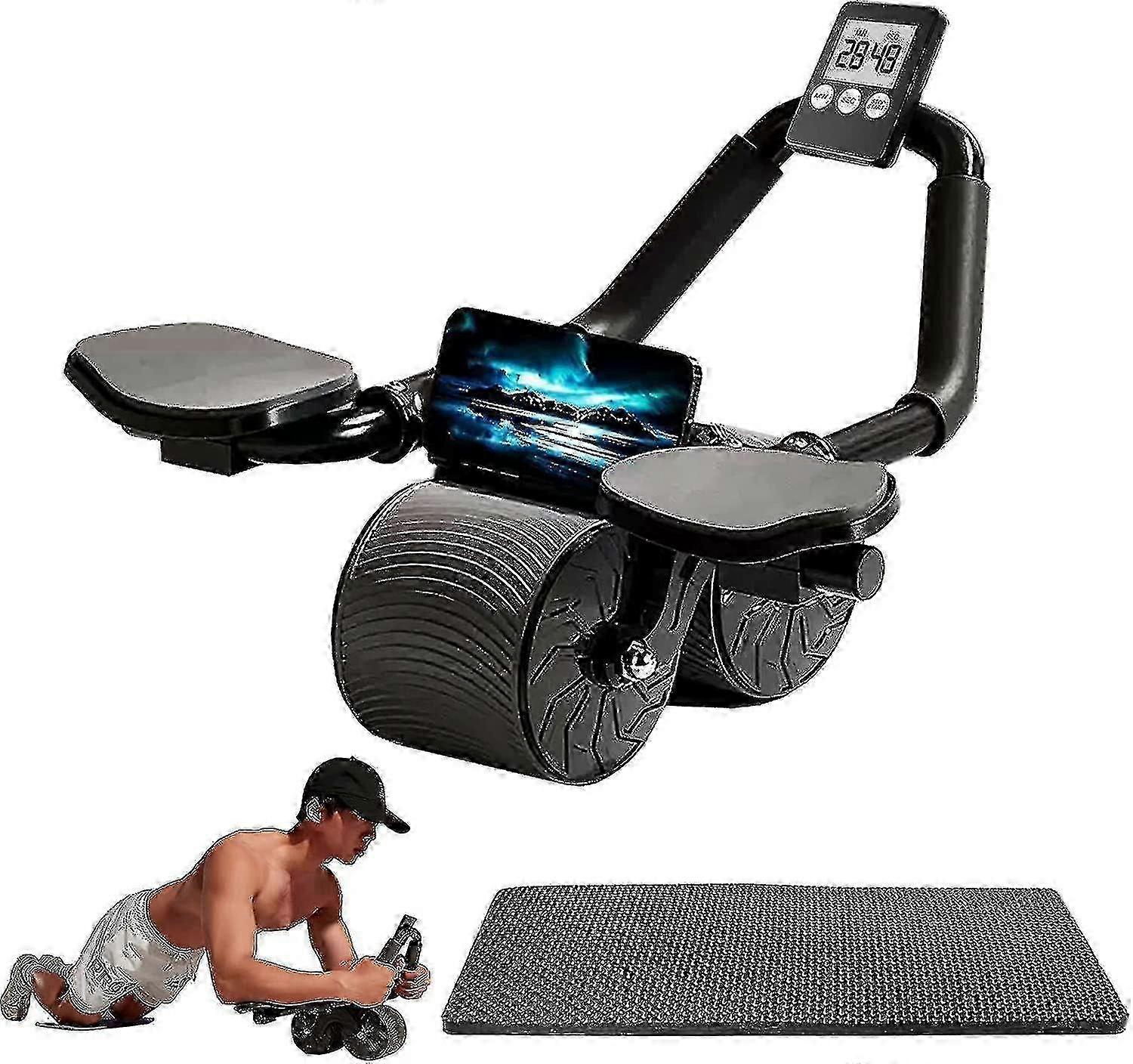 4color Automatic Rebound Abdominal Wheel with Elbow Support, Plank Roller