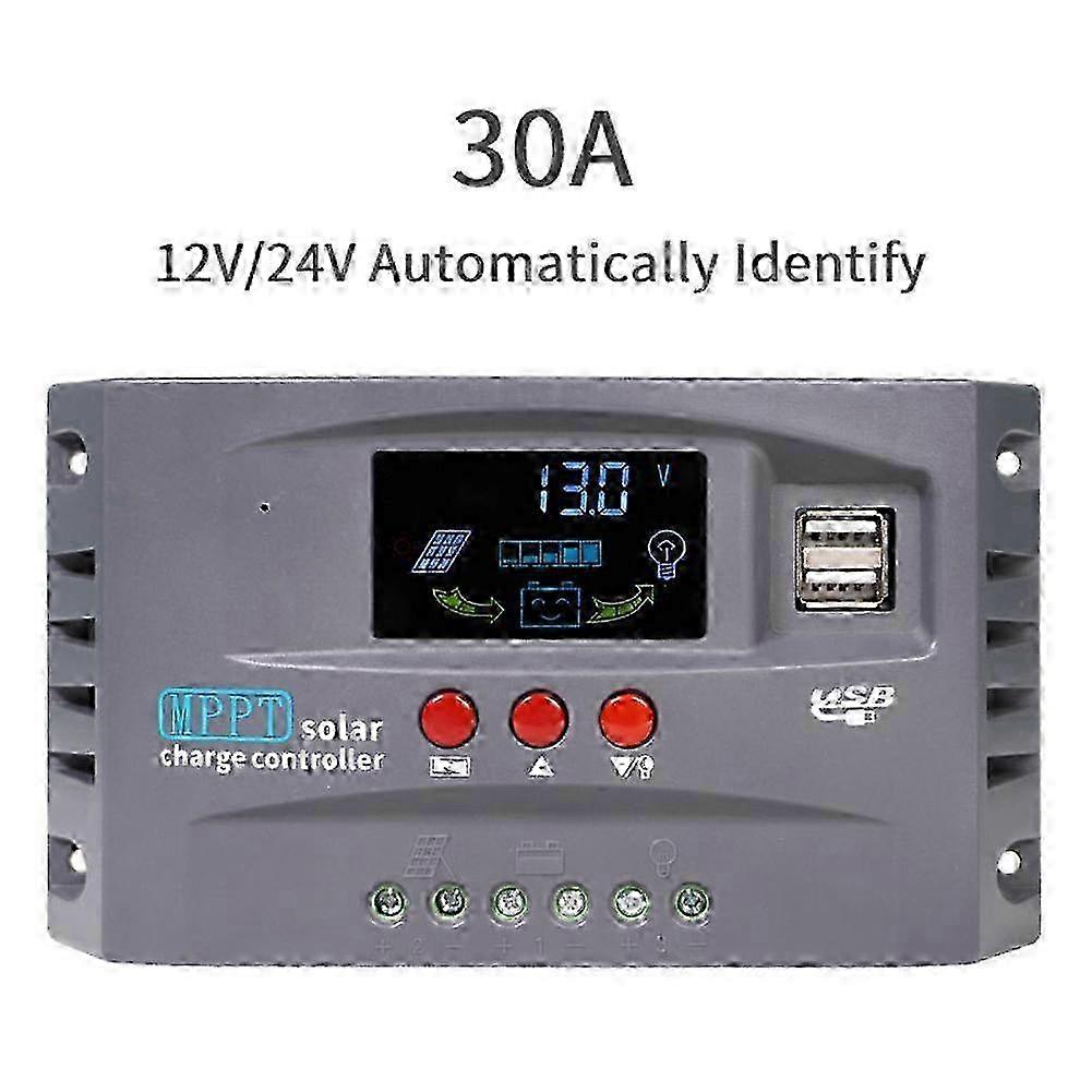 10A to 30A MPPT Solar Charge Controller for 12v & 24v Systems with LCD Display and Dual USB Charging