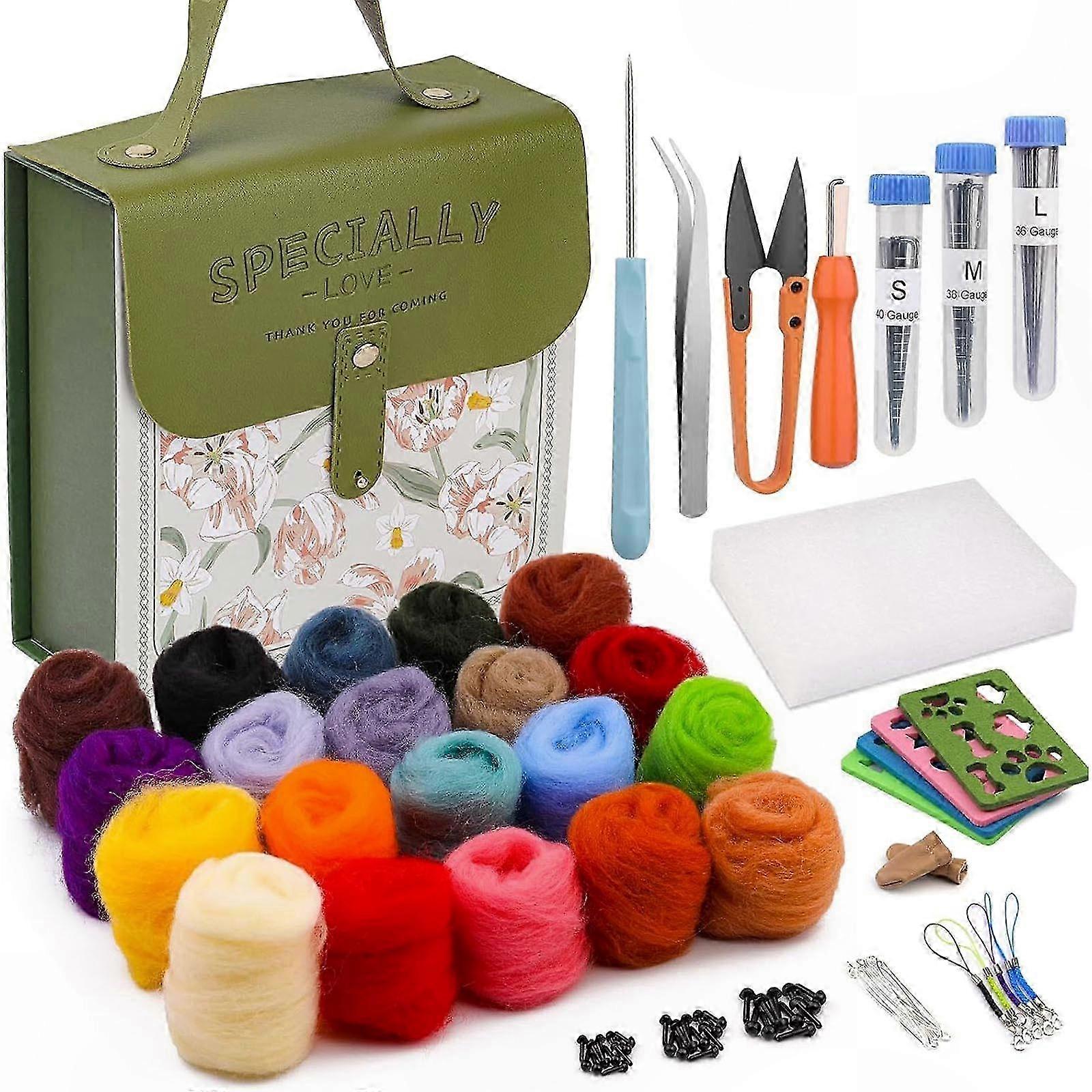 Multicolor Needle Felting Kit for Beginners - Wool Felt Tools and Accessories for Handmade Crafts