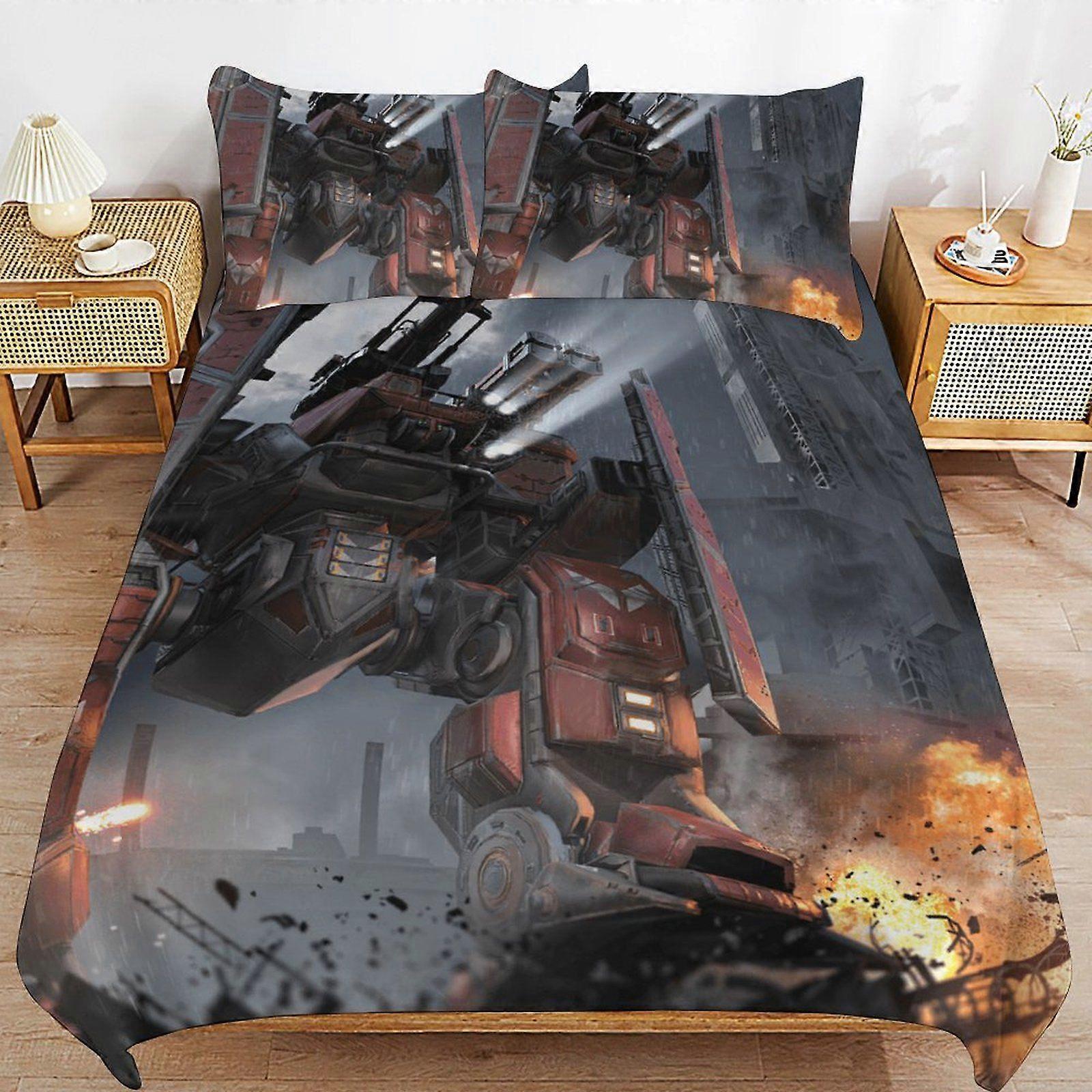 d245 War of the Robots Consistent Comfort Durable Thread Weave Soft Zipper Duvet Cover Sets Machine Wash Safe b245