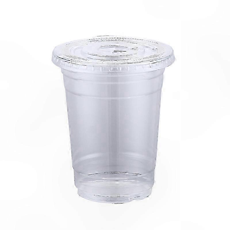 100 Pack 360ml Clear Plastic Cups with Lids for Cold Drinks Smoothies Iced Tea