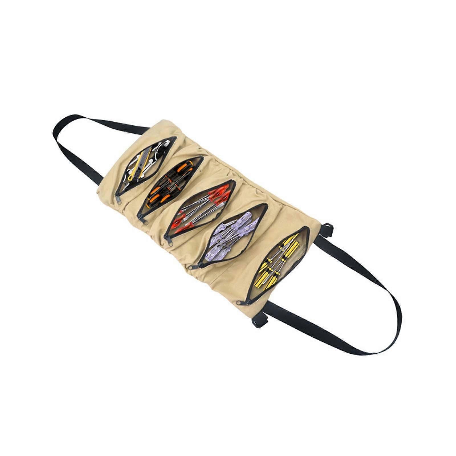 Fankiway Multifunctional Roll Type Hardware Bag, Compatible with Garden, Electrician, Woodworking Tools, Car Mounted Storage