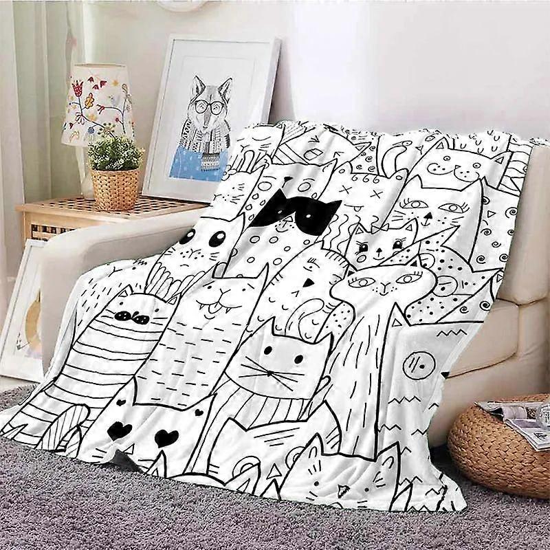 Keai Cat Flannel Blankets, Black Cat Blankets, Soft And Comfortable  Beds, Nap Covers, -228x228cm