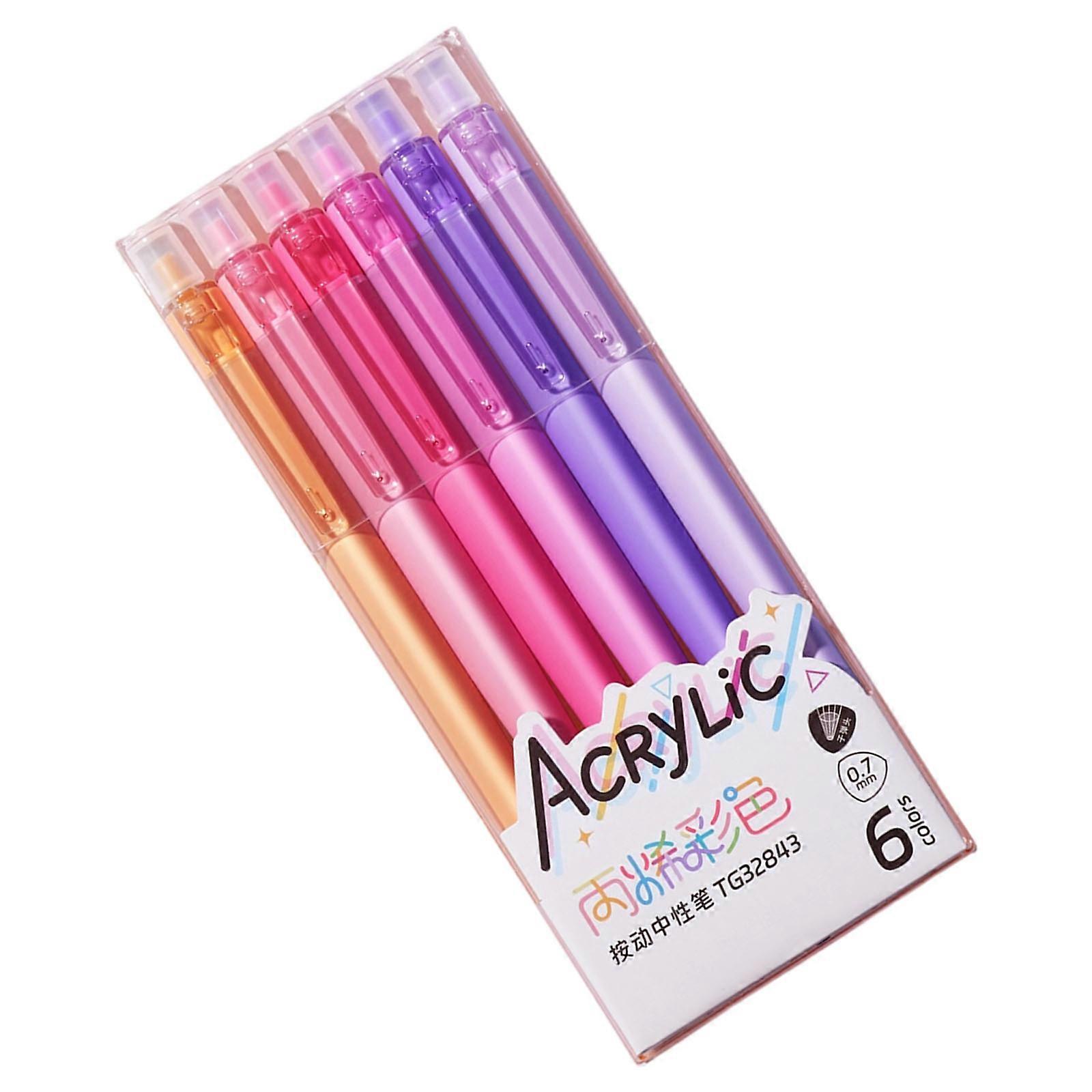 6Pcs Retractable Colored Gel Inks Pens 6 Color Acrylic Gel Pen for Journaling Planner Notebook Scrapbooking Color Coding  Red series