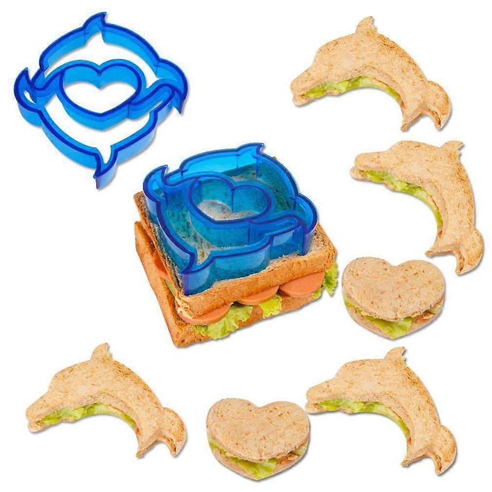Children Sandwich and Cookie Cutter Set, Fun Bread Shapes for Kids Lunch, Dolphin Design, Random Color