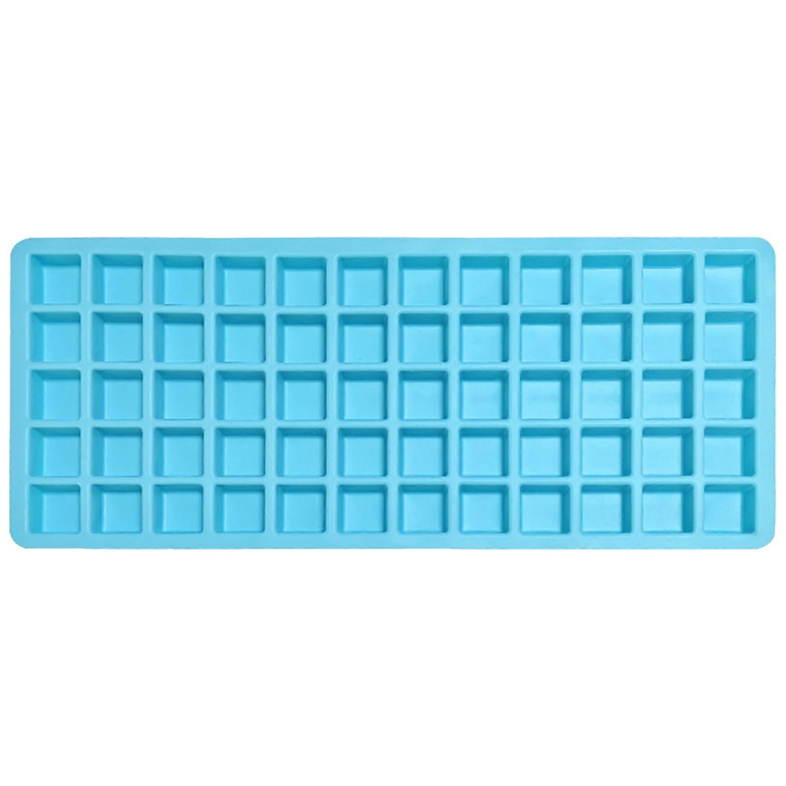 Multipurpose 60 Cell Square Ice Cubes Tray Silicone Molds For Coffee Cocktails Space Saving Stackable Capacity Blue