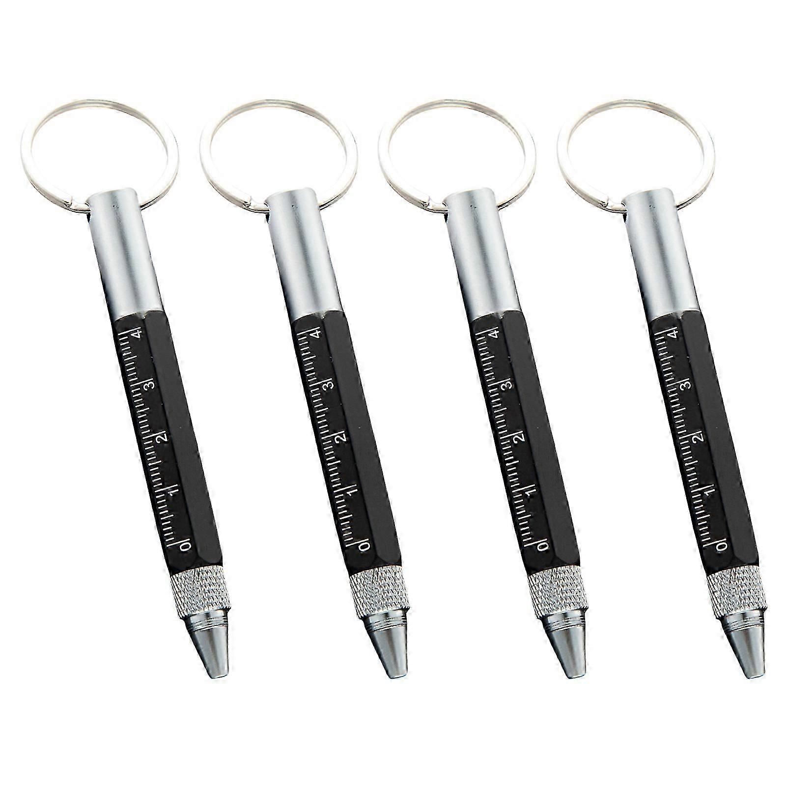 4 Pieces Multitool Tech Tool Pen Ballpoint Pen Screwdriver Pen Multitool Pen with Keychain Ruler Metal Tool Pen for Man Yellow