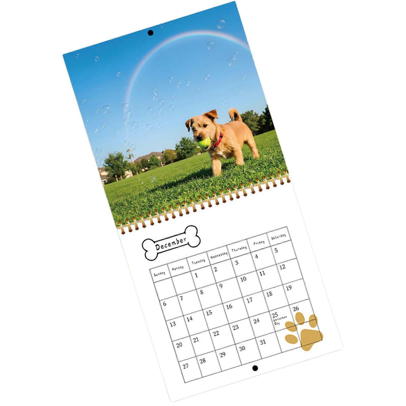 2026 Puppy Themed Wall Mounted Calendar Planner 12 Month from Jan to Dec with Date Highlight For Daily Weekly Planning Multicolor