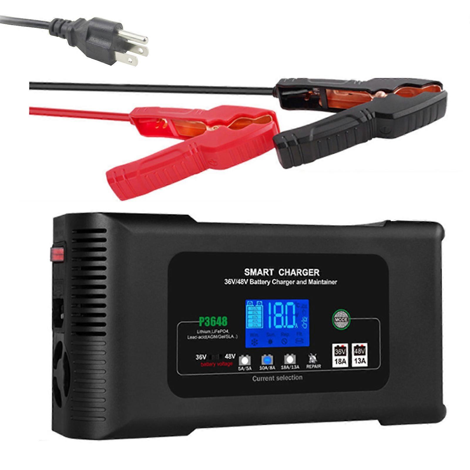 Intelligent Golf Cart Battery Charger 36V 18A 48V 13A with LCD Voltages Monitor Lithium Compatible Multicolor