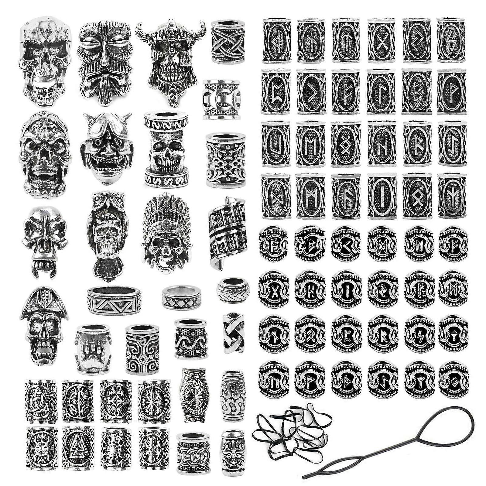 Eye Catching Silver Skull Set 112pcs Alloy Rings Dirty Braids Beads Perfect For DIY Enthusiasts And Decorative Use Multicolor