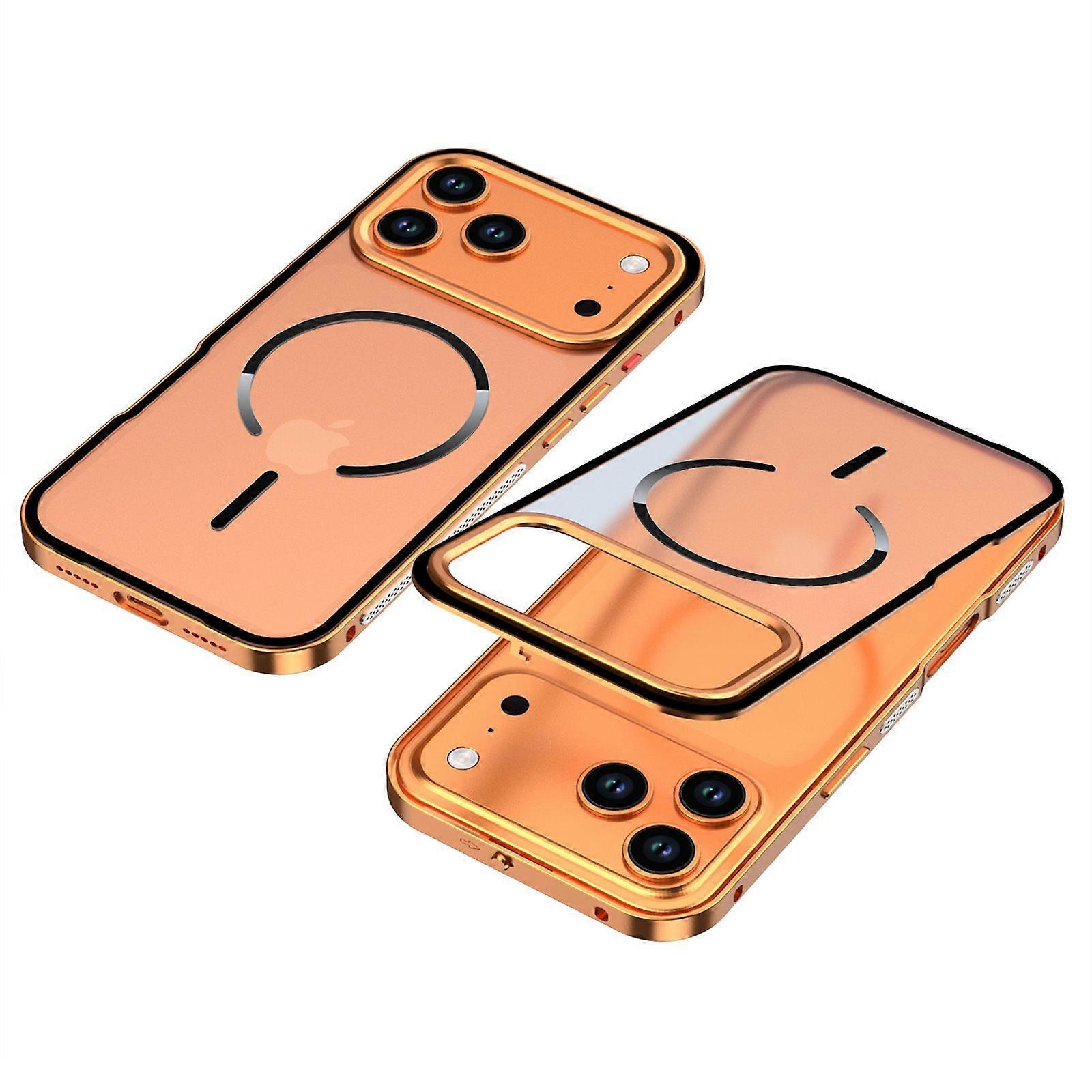 For iPhone 17 Pro Case Compatible with MagSafe Aluminium Alloy PC Matte Phone Cover Pop-Up Snap Lock