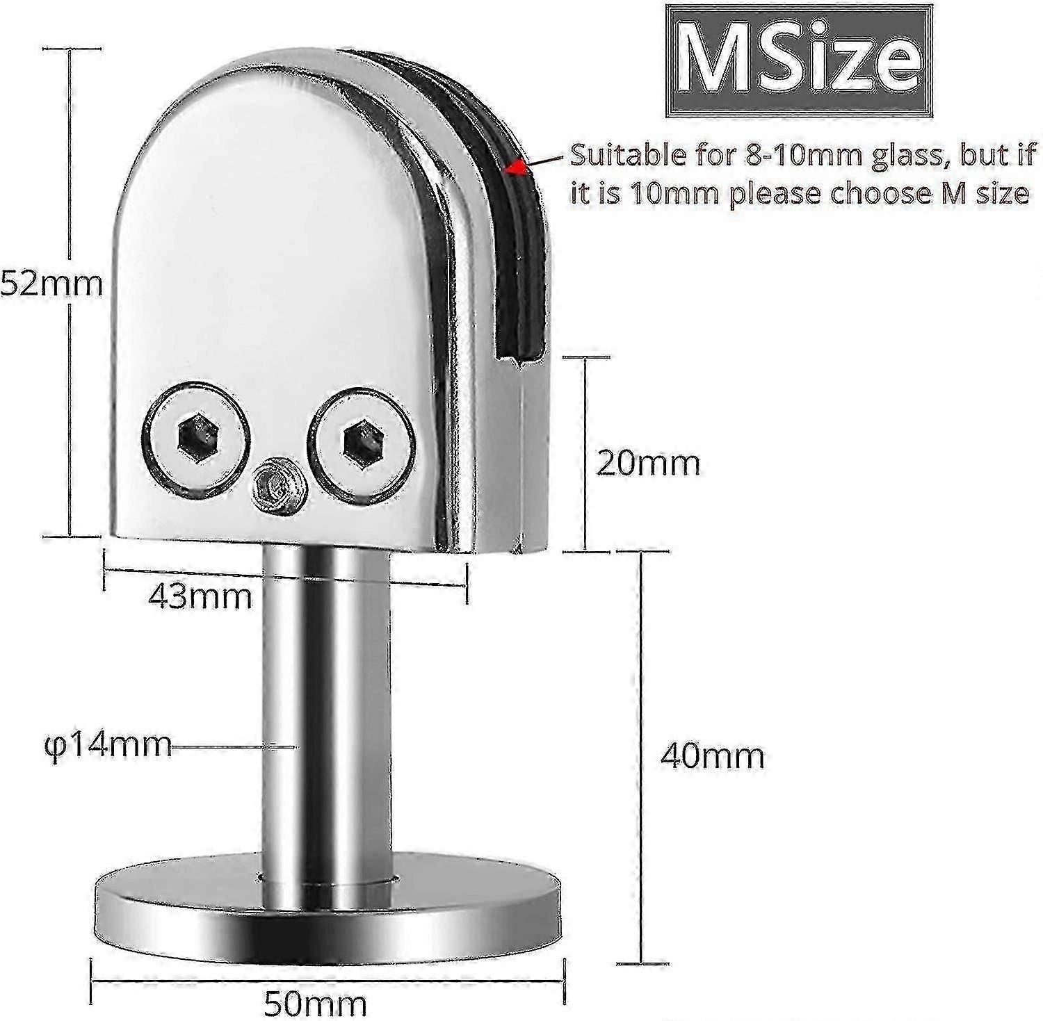 Σφιγκτήρες γυαλιού 4 PC 304 βραχίονας γυαλιού ανοξείδωτου διευθετήσιμος συνδετήρας γυαλιού 10mm γυάλινα πάνελ σφιγκτηρών σφιγκτηρών ραφιών με τη ράβδο 40mm για το χέρι σκαλοπατιών