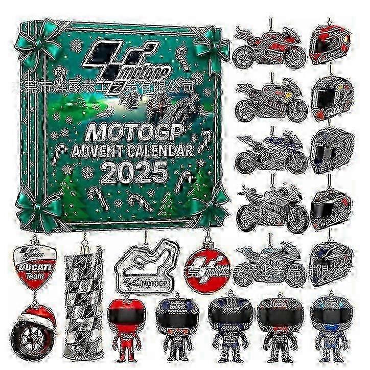 تقويم مجيء الدراجات النارية لعام ٢٠٢٥ - هدية العد التنازلي لعيد الميلاد لمدة ٢٤ يومًا، هدية ممتعة لمحبي الدراجات النارية وراكبيها، دراجة نارية أكريليك ثنائية الأبعاد، ديكور للعطلات