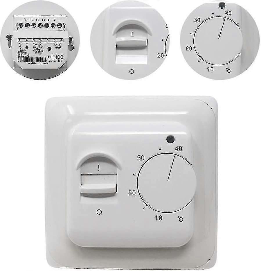 Manual Underfloor Heating Thermostats 220v 16a, Electric Underfloor Heating Controller Mechanical Room Thermostat With Floor Sensor Probe1pc