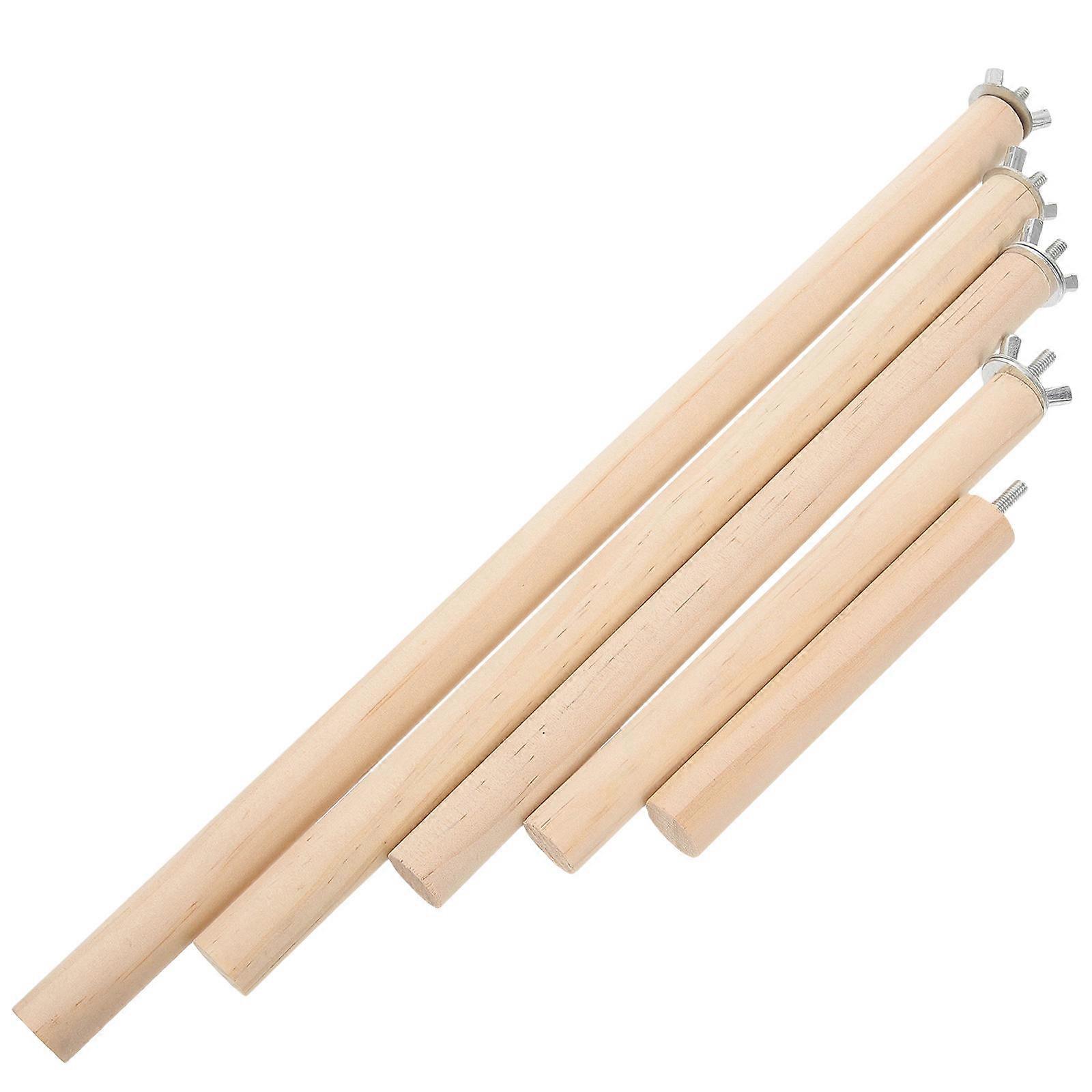 Wooden Bird Perch for Parrot Cage Khaki Color with Builtin Bolts and Securely Fit Various Sizes