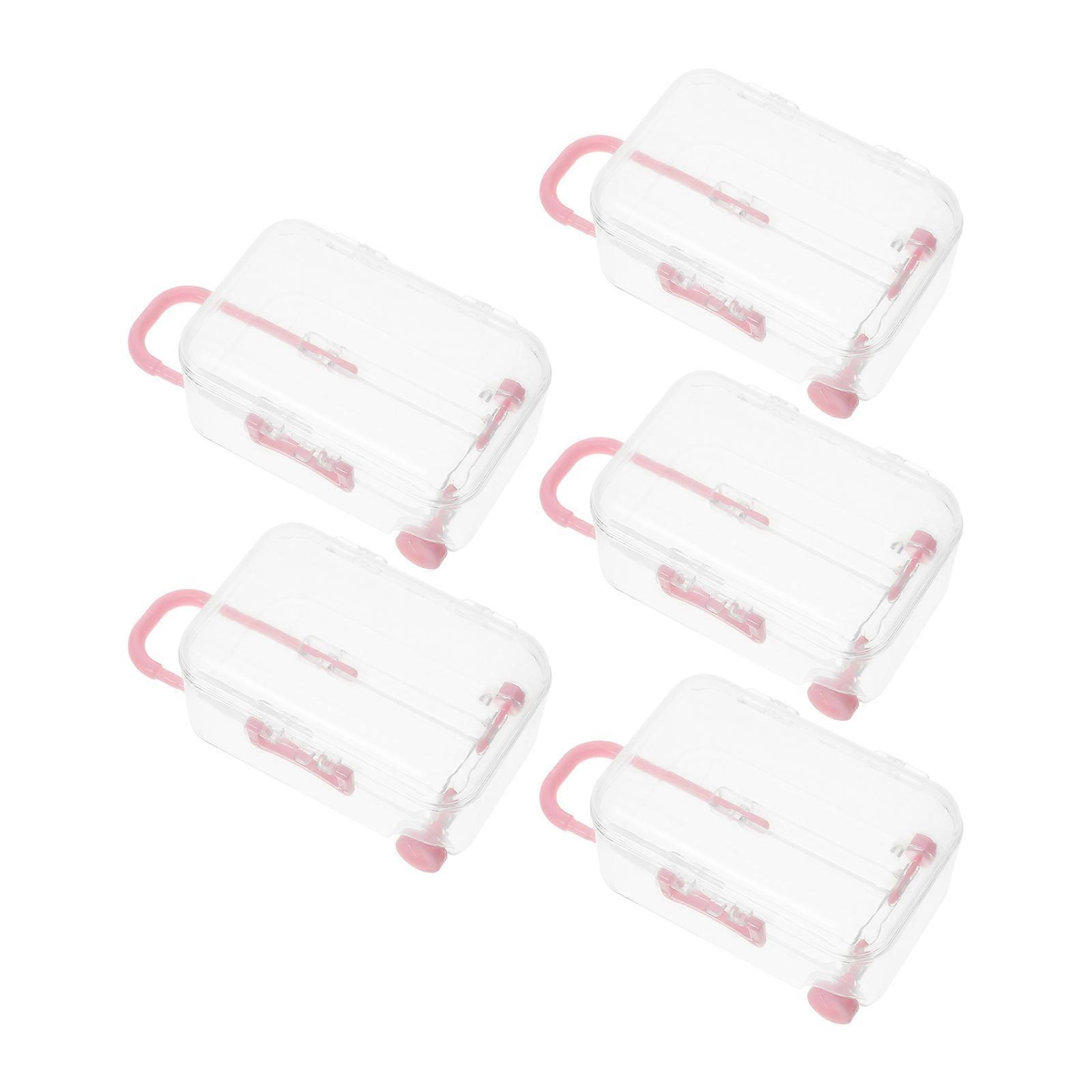 Candy Storage Mini Suitcase Boxes Party Wedding Transparent Plastic Organizer for 5Pcs