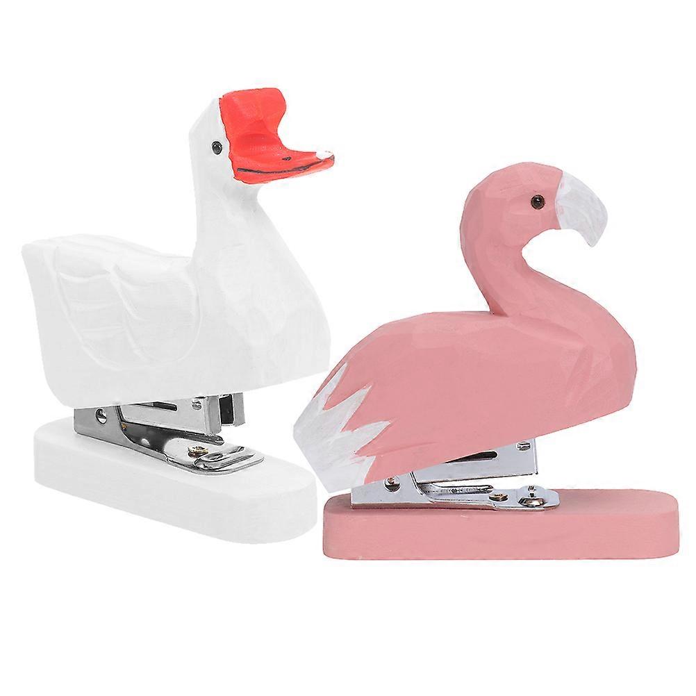 Wooden Animal Shaped Stapler for Office Use 2Pcs Multi-Function Hand Stapler