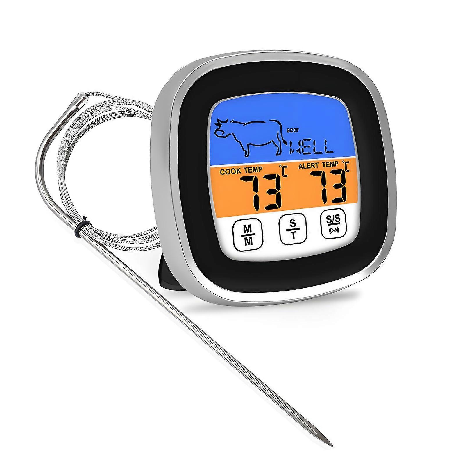 Digital Meat Thermometer with Probe, LED Display, 8 Food Modes, Magnetic Back for BBQ and Oven
